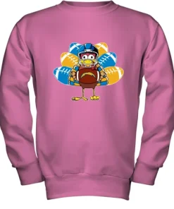 Los Angeles Chargers Turkey Football Thanksgiving Youth Sweatshirt 8 Los Angeles Chargers Turkey Football Thanksgiving Youth Sweatshirt