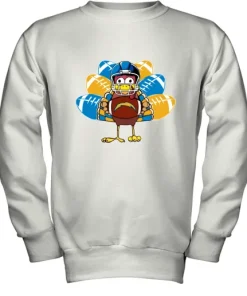 Los Angeles Chargers Turkey Football Thanksgiving Youth Sweatshirt 3 Los Angeles Chargers Turkey Football Thanksgiving Youth Sweatshirt