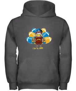 Los Angeles Chargers Turkey Football Thanksgiving Youth Hoodie 9 Los Angeles Chargers Turkey Football Thanksgiving Youth Hoodie