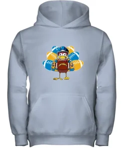 Los Angeles Chargers Turkey Football Thanksgiving Youth Hoodie 12 Los Angeles Chargers Turkey Football Thanksgiving Youth Hoodie