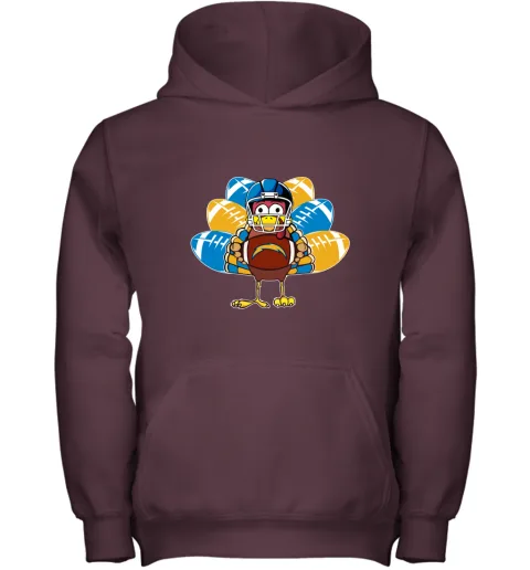 Los Angeles Chargers Turkey Football Thanksgiving Youth Hoodie Los Angeles Chargers Turkey Football Thanksgiving Youth Hoodie