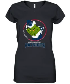 I Hate People But I Love My New England Patriots Grinch NFL Women's V-Neck T-Shirt 4 I Hate People But I Love My New England Patriots Grinch NFL Women's V-Neck T-Shirt