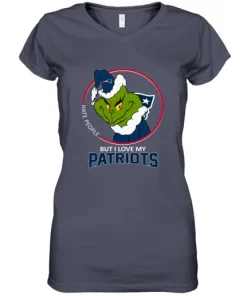I Hate People But I Love My New England Patriots Grinch NFL Women's V-Neck T-Shirt 11 I Hate People But I Love My New England Patriots Grinch NFL Women's V-Neck T-Shirt