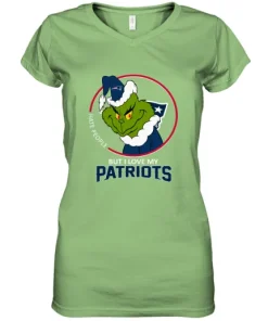 I Hate People But I Love My New England Patriots Grinch NFL Women's V-Neck T-Shirt 9 I Hate People But I Love My New England Patriots Grinch NFL Women's V-Neck T-Shirt