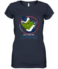 I Hate People But I Love My New England Patriots Grinch NFL Women's V-Neck T-Shirt 5 I Hate People But I Love My New England Patriots Grinch NFL Women's V-Neck T-Shirt