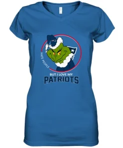 I Hate People But I Love My New England Patriots Grinch NFL Women's V-Neck T-Shirt 8 I Hate People But I Love My New England Patriots Grinch NFL Women's V-Neck T-Shirt