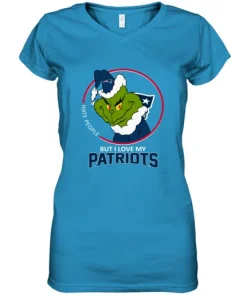 I Hate People But I Love My New England Patriots Grinch NFL Women's V-Neck T-Shirt 7 I Hate People But I Love My New England Patriots Grinch NFL Women's V-Neck T-Shirt