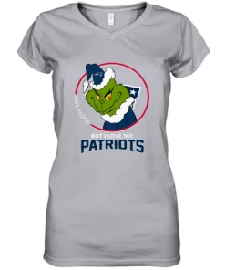 I Hate People But I Love My New England Patriots Grinch NFL Women's V-Neck T-Shirt 6 I Hate People But I Love My New England Patriots Grinch NFL Women's V-Neck T-Shirt
