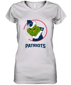 I Hate People But I Love My New England Patriots Grinch NFL Women's V-Neck T-Shirt