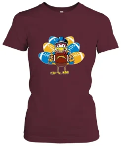 Los Angeles Chargers Turkey Football Thanksgiving Women's T-Shirt 7 Los Angeles Chargers Turkey Football Thanksgiving Women's T-Shirt