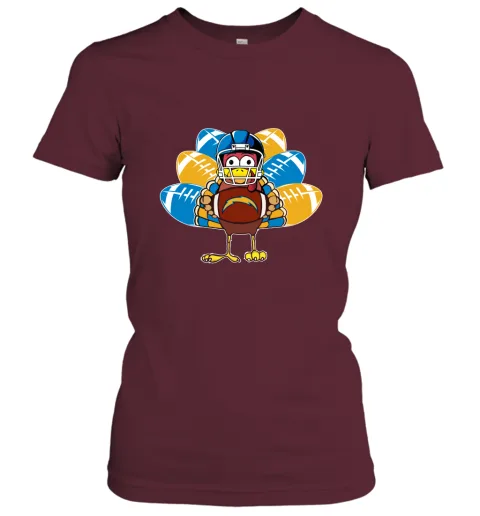 Los Angeles Chargers Turkey Football Thanksgiving Women's T-Shirt Los Angeles Chargers Turkey Football Thanksgiving Women's T-Shirt