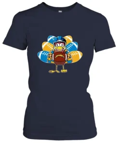 Los Angeles Chargers Turkey Football Thanksgiving Women's T-Shirt 4 Los Angeles Chargers Turkey Football Thanksgiving Women's T-Shirt