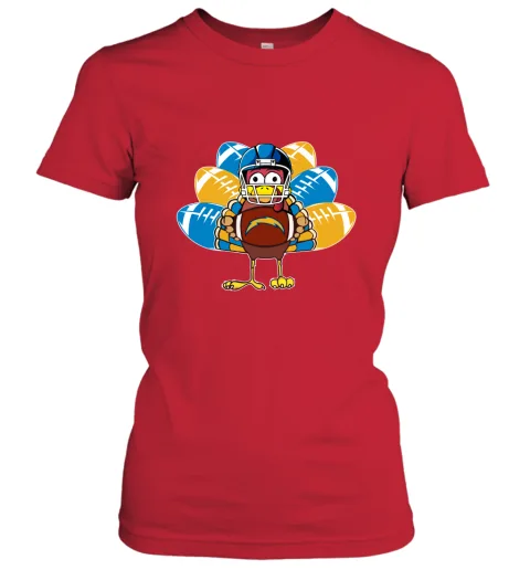 Los Angeles Chargers Turkey Football Thanksgiving Women's T-Shirt Los Angeles Chargers Turkey Football Thanksgiving Women's T-Shirt