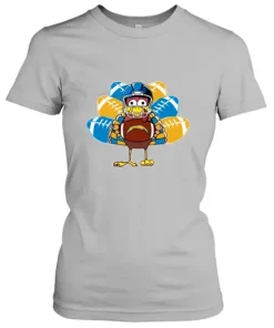 Los Angeles Chargers Turkey Football Thanksgiving Women's T-Shirt 6 Los Angeles Chargers Turkey Football Thanksgiving Women's T-Shirt