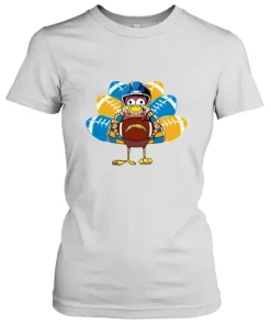 Los Angeles Chargers Turkey Football Thanksgiving Women's T-Shirt 3 Los Angeles Chargers Turkey Football Thanksgiving Women's T-Shirt